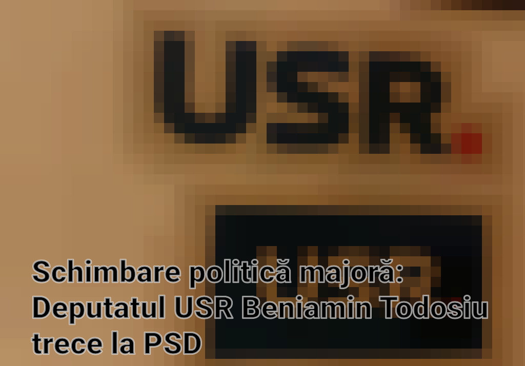Schimbare politică majoră: Deputatul USR Beniamin Todosiu trece la PSD