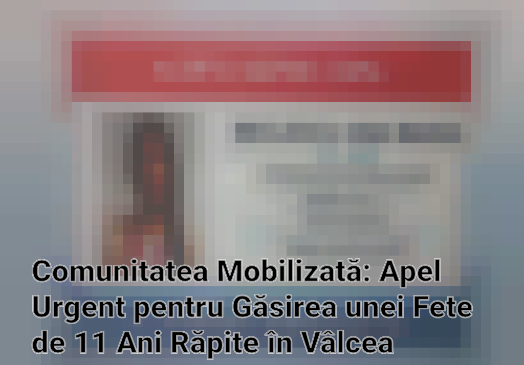 Comunitatea Mobilizată: Apel Urgent pentru Găsirea unei Fete de 11 Ani Răpite în Vâlcea