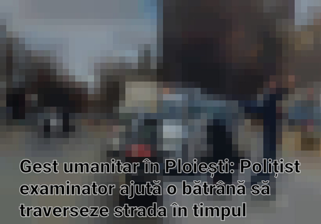 Gest umanitar în Ploiești: Polițist examinator ajută o bătrână să traverseze strada în timpul examenului auto Imagini