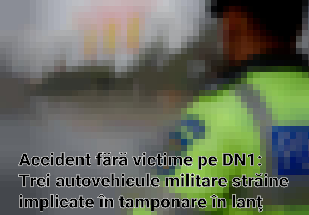 Accident fără victime pe DN1: Trei autovehicule militare străine implicate în tamponare în lanţ la Băicoi Imagini